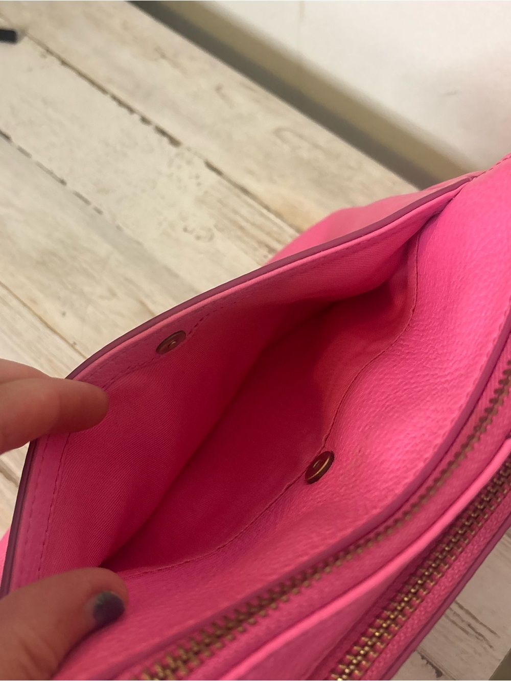Fossil Piper Crossbody Sling Bag Bright Pink Pebbled Leather - Picture 6 of 15